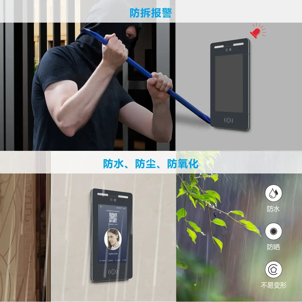RL-619L10TFC 数字可视对讲系统，楼宇对讲终端，智能门口机，支持人脸识别、密码开锁、门禁卡及扫码开锁，具备防拆报警功能，配备 LCD 触摸屏 6