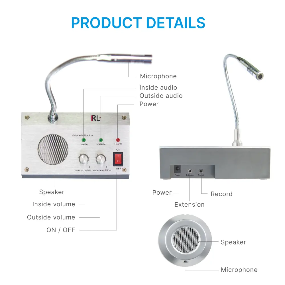 Intercom System, RL-9909, for Bank Counter Windows, Two-Way Communication _ 05