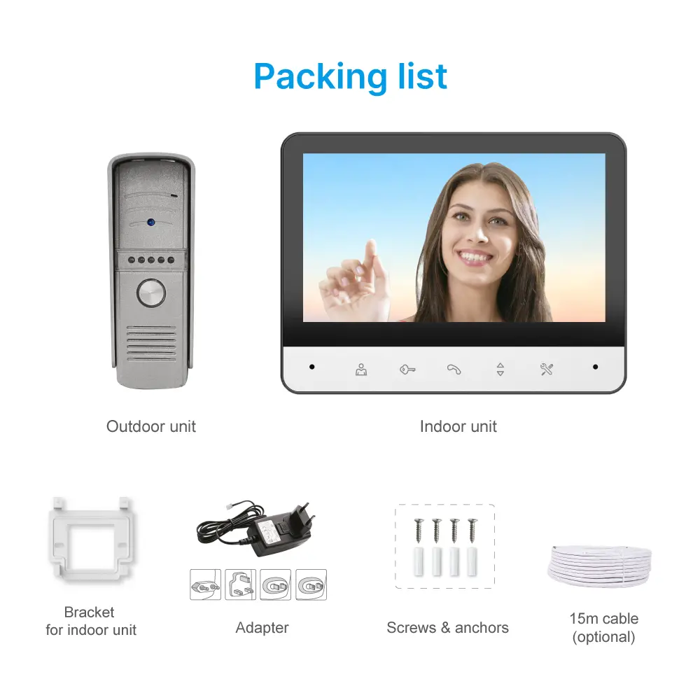 7 英寸视频门铃 #RL-B7H-：配备 7 英寸 TFT 宽屏显示屏，画面清晰无辐射，低功耗高清显示；具备防水、抗氧化功能，_10