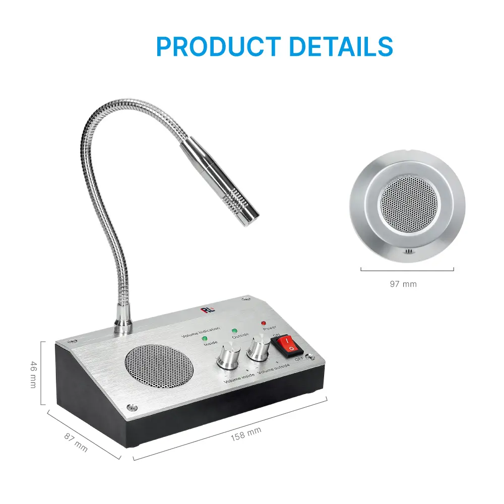 Intercom System, RL-9909, for Bank Counter Windows, Two-Way Communication _ 06
