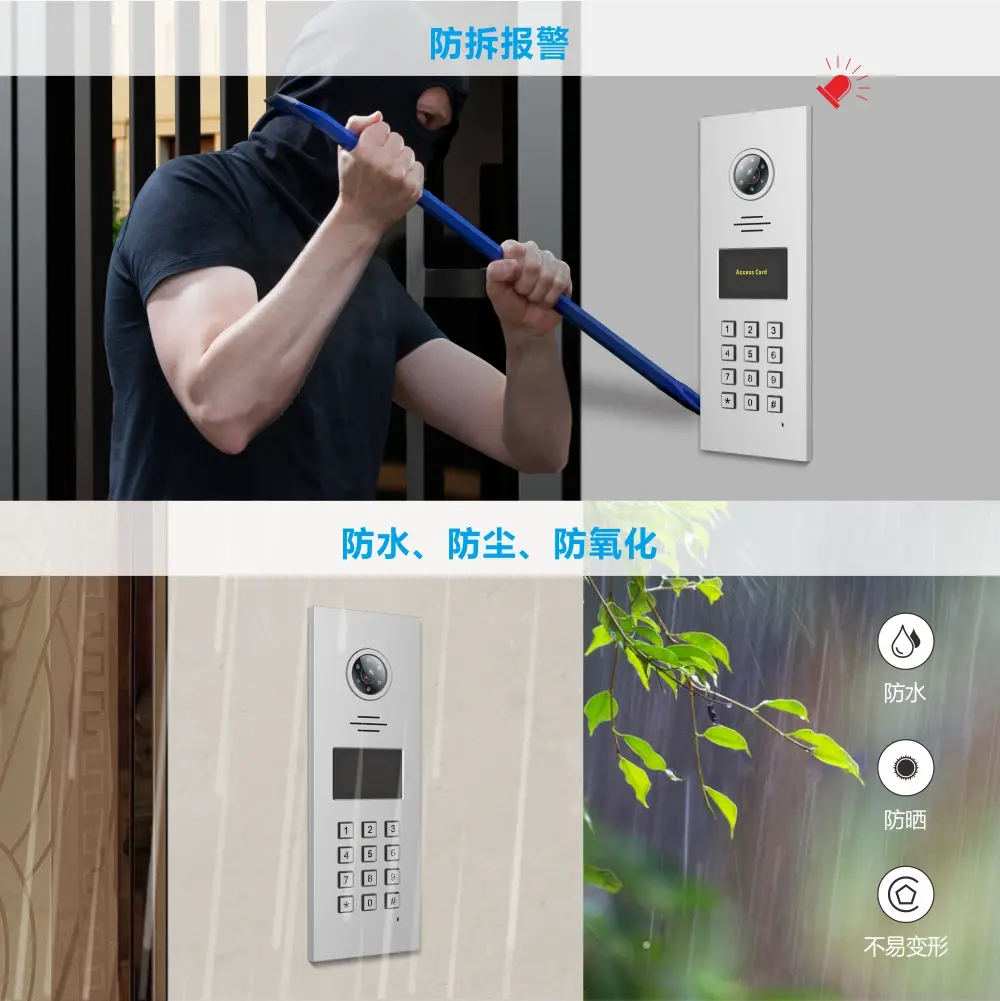 RL-619LD 数字可视对讲系统，楼宇对讲门口机，支持密码开锁、门禁卡开锁及防拆报警，配备 6 LCD 显示屏