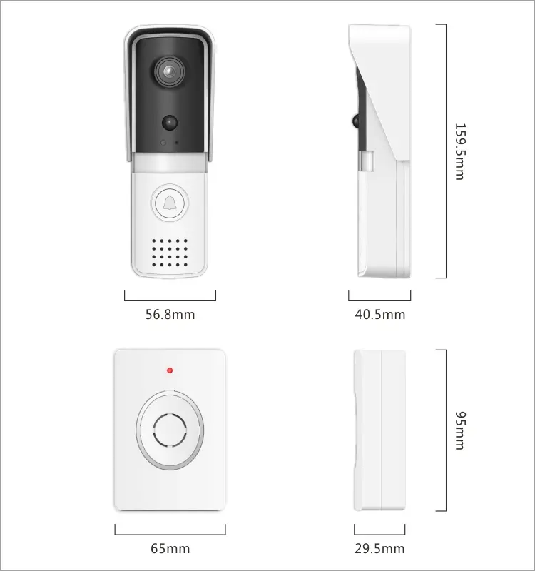 视频门铃，RL-IP11D，图雅智能，2.4GHz WiFi，电池供电，运动检测，夜视，128gb tf卡，无线铃声9