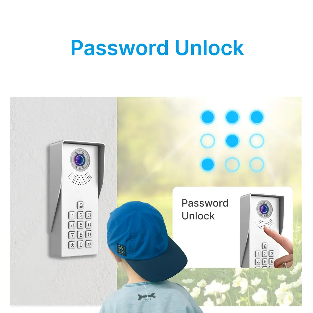 7英寸 WiFi AHD 视频门铃 # RL-B17AD-TY- 夜间摄像机光补偿。- 远程开锁。- 用户密码解锁。- 监视门外。- 使用图雅智能 App _ 04