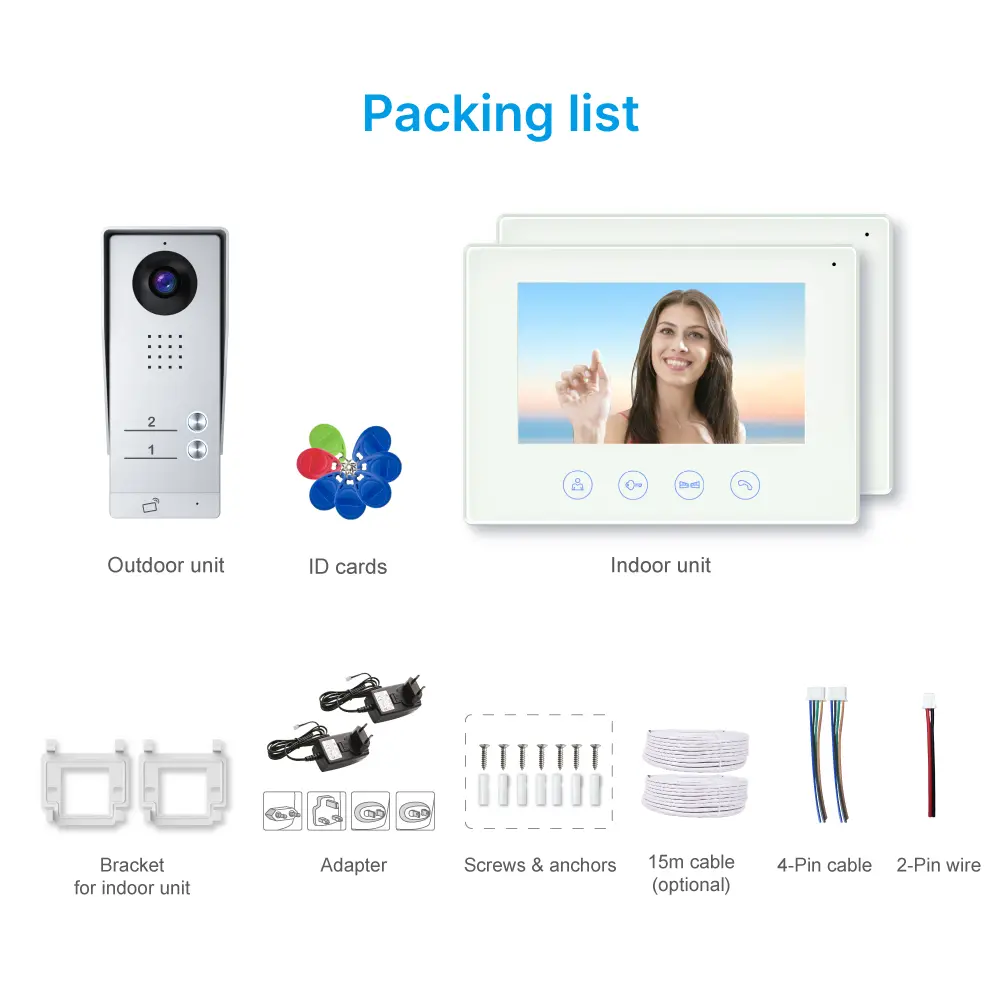 7英寸 WIFI AHD 可视门铃，支持 #RL-B17AE2-TY-，最多可接入 2 户。- 夜间红外补光 - 远程电控开锁与门禁解锁 - 搭配 Tuya Smart APP，支持远程监控、对讲及开锁 - 200 万像素 AHD 摄像头_11