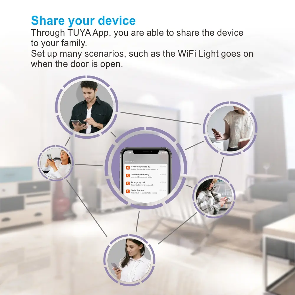 智能家居振动传感器 RL-WV01，Tuya 智能，2.4GHz WiFi，无需网关，支持自动化与推送通知 4