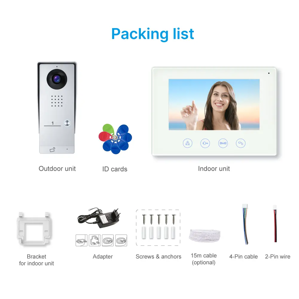 7英寸 WiFi AHD 可视门铃 #RL-B17AE-TY - 夜间摄像头自动补光。- 可远程释放电子锁和门禁锁。- 支持 Tuya Smart APP，实现远程监控、对讲和开锁。- 200 万像素 AHD 摄像头。- 提供 16 种可选铃声。_11
