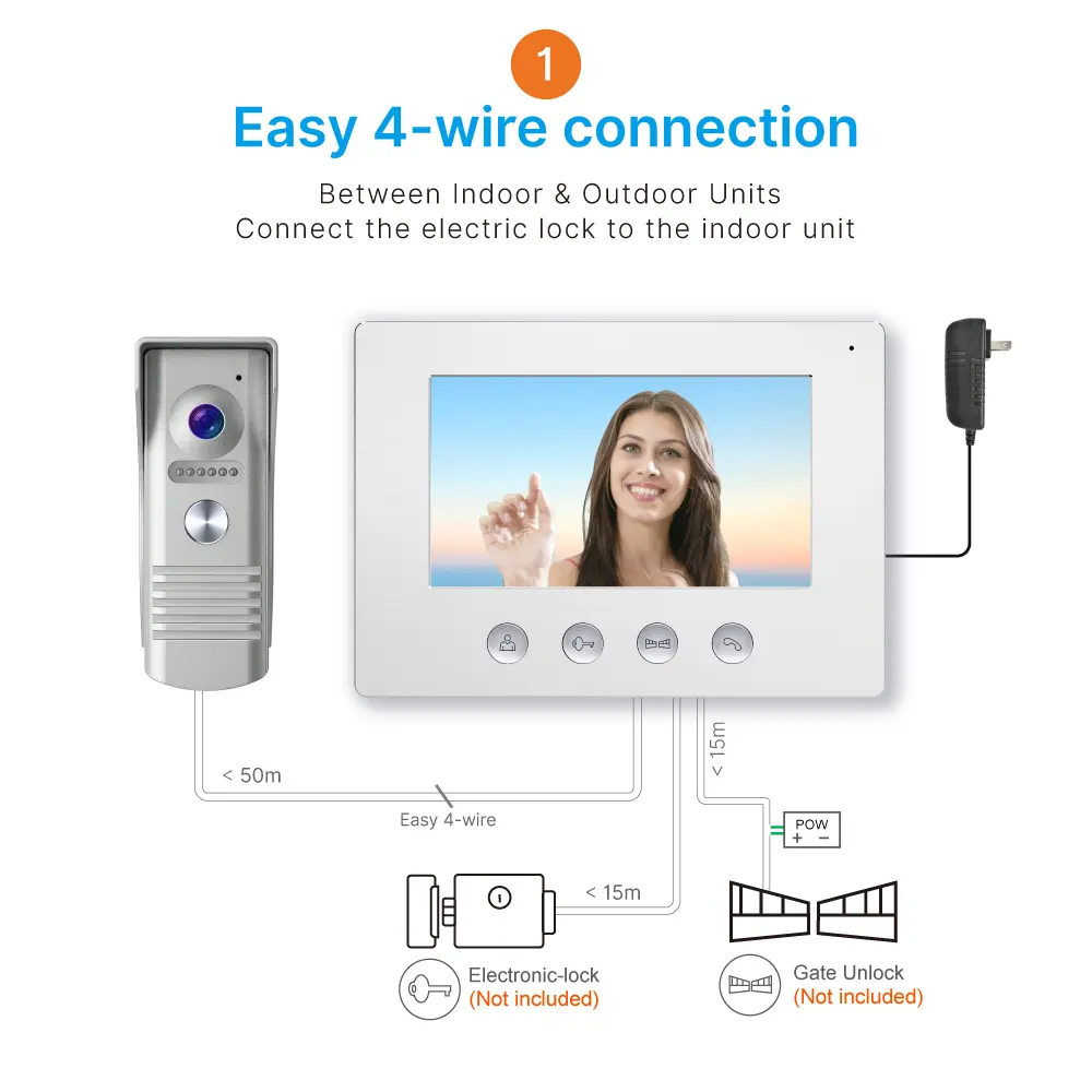 7英寸 WiFi AHD 可视门铃 # RL-A17F-TY- - 支持 Tuya App 控制，配备200万像素高清摄像头。提供16种铃声可选。支持电动锁及门锁连接。_ 08