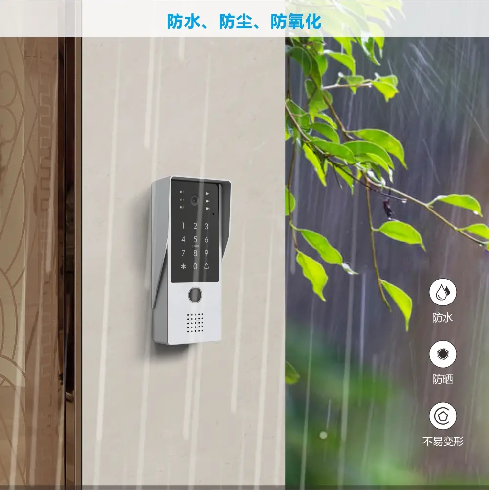 RL-619LVA 数字可视对讲系统，楼宇对讲门口机，支持指纹、密码及门禁卡开锁，配备触摸按键 6