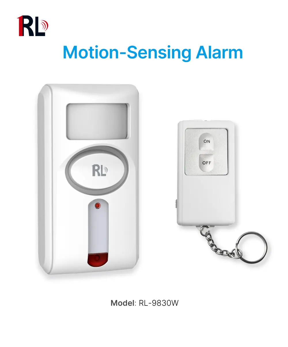 运动感应警报 # RL-9830W - 3 * AA 电池 - 警报器 -100°广角 - 超大音量 (100dB) - Motion-Sensing_01