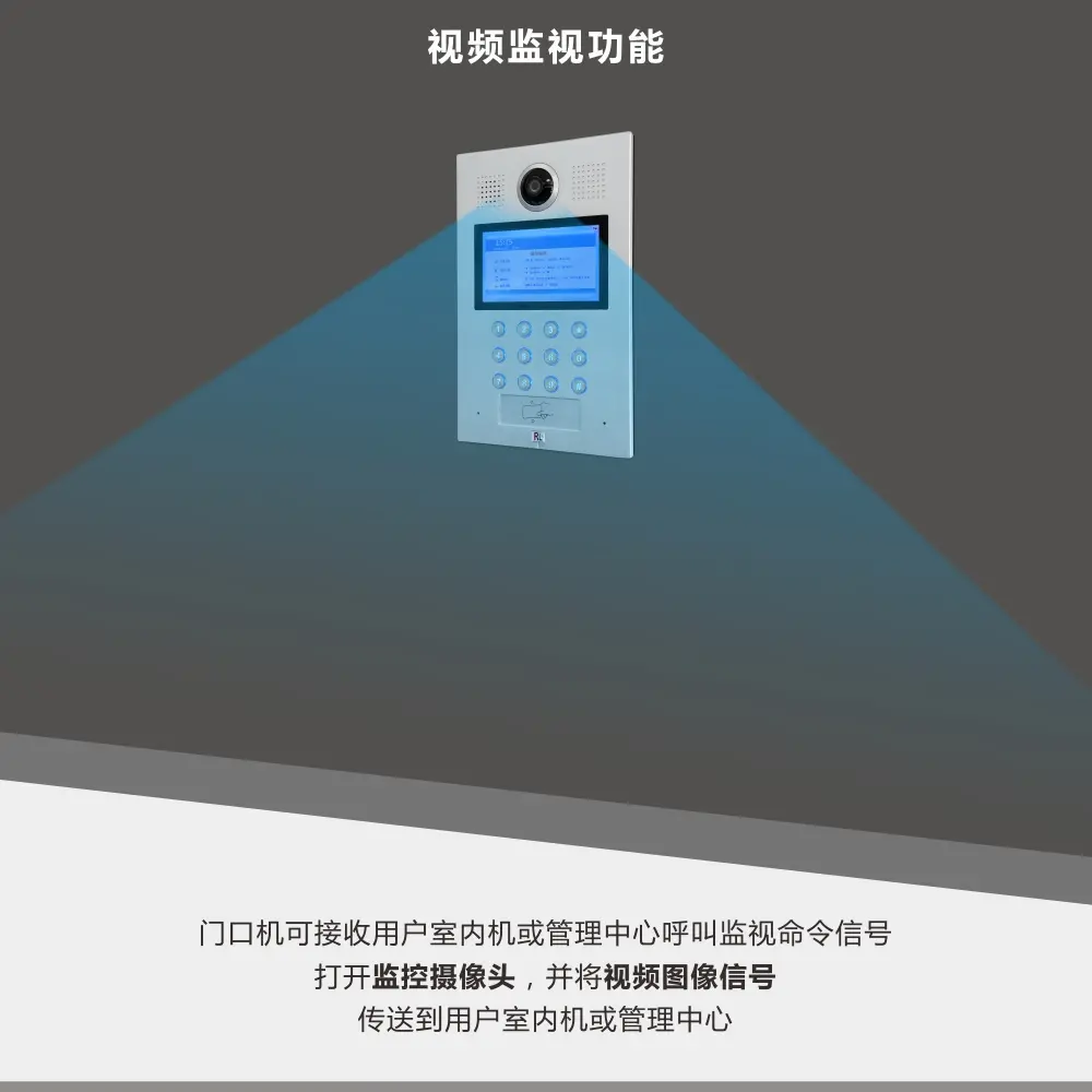 RL-619LB 数字可视对讲机，楼宇对讲系统，门口机，支持密码开锁、门禁卡开锁，具备防拆报警功能，配备 LCD 显示屏 4