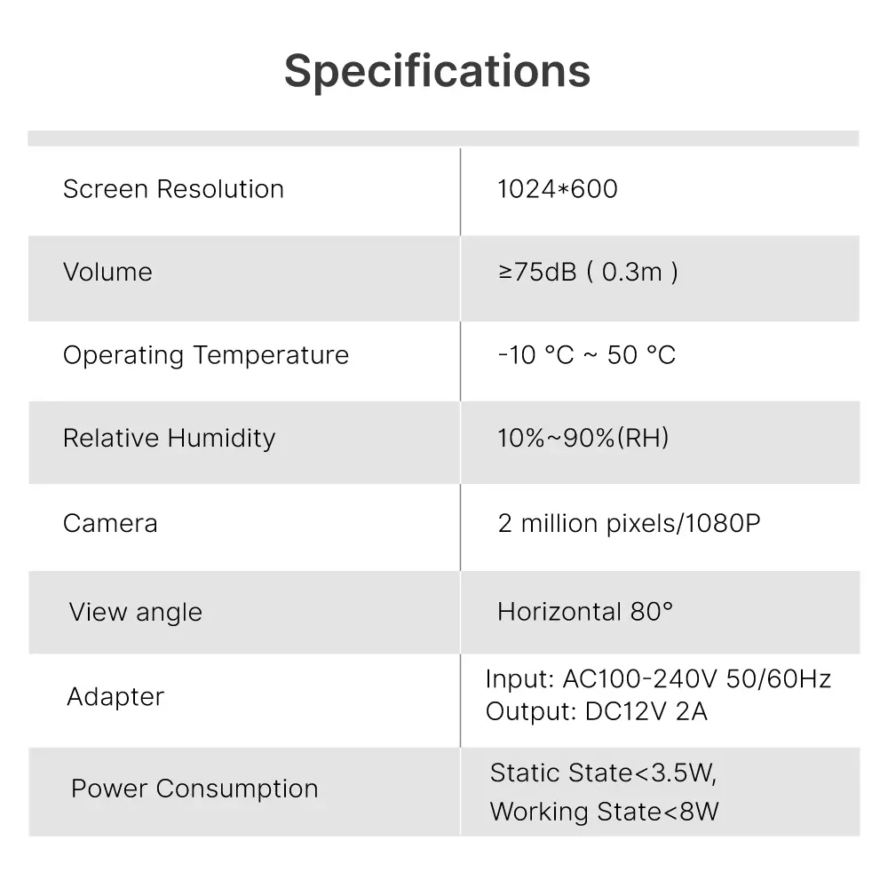 7英寸 WiFi AHD 可视门铃 # RL-A17F-TY- - 支持 Tuya App 控制，配备200万像素高清摄像头。提供16种铃声可选。支持电动锁及门锁连接。_ 12