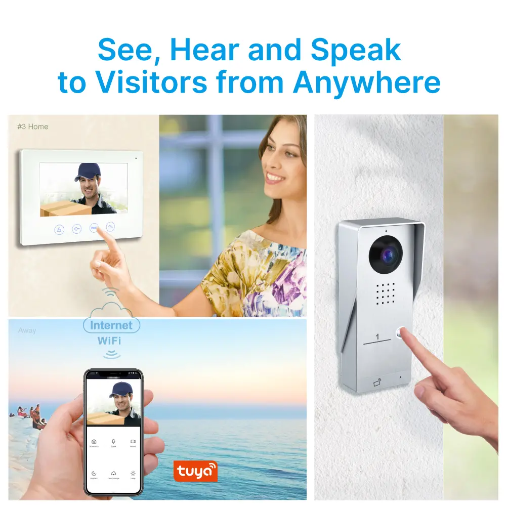 7英寸 WiFi AHD 可视门铃 #RL-B17AE-TY - 夜间摄像头自动补光。- 可远程释放电子锁和门禁锁。- 支持 Tuya Smart APP，实现远程监控、对讲和开锁。- 200 万像素 AHD 摄像头。- 提供 16 种可选铃声。_02