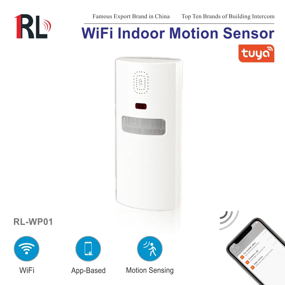 图雅智能智能家居运动传感器 RL-WP01，支持2.4GHz WiFi，无需集线器，可自动化并推送通知1