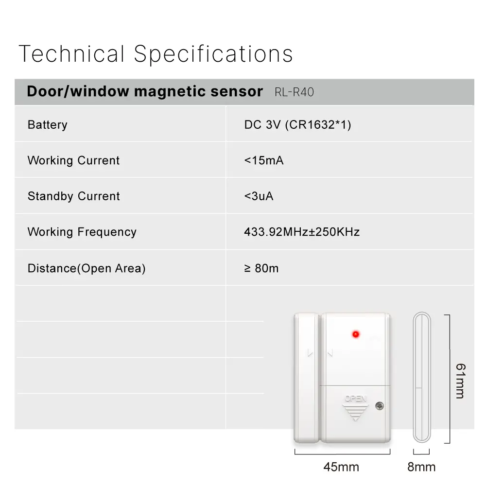 433MHz 无线报警套件 #RL-9830G4 - 超响（100分贝）- 100% 免布线 - 运动感应 - 100° 广角 - 远程控制 - DIY 安装 - 简易设置 - 内置防震传感器_04