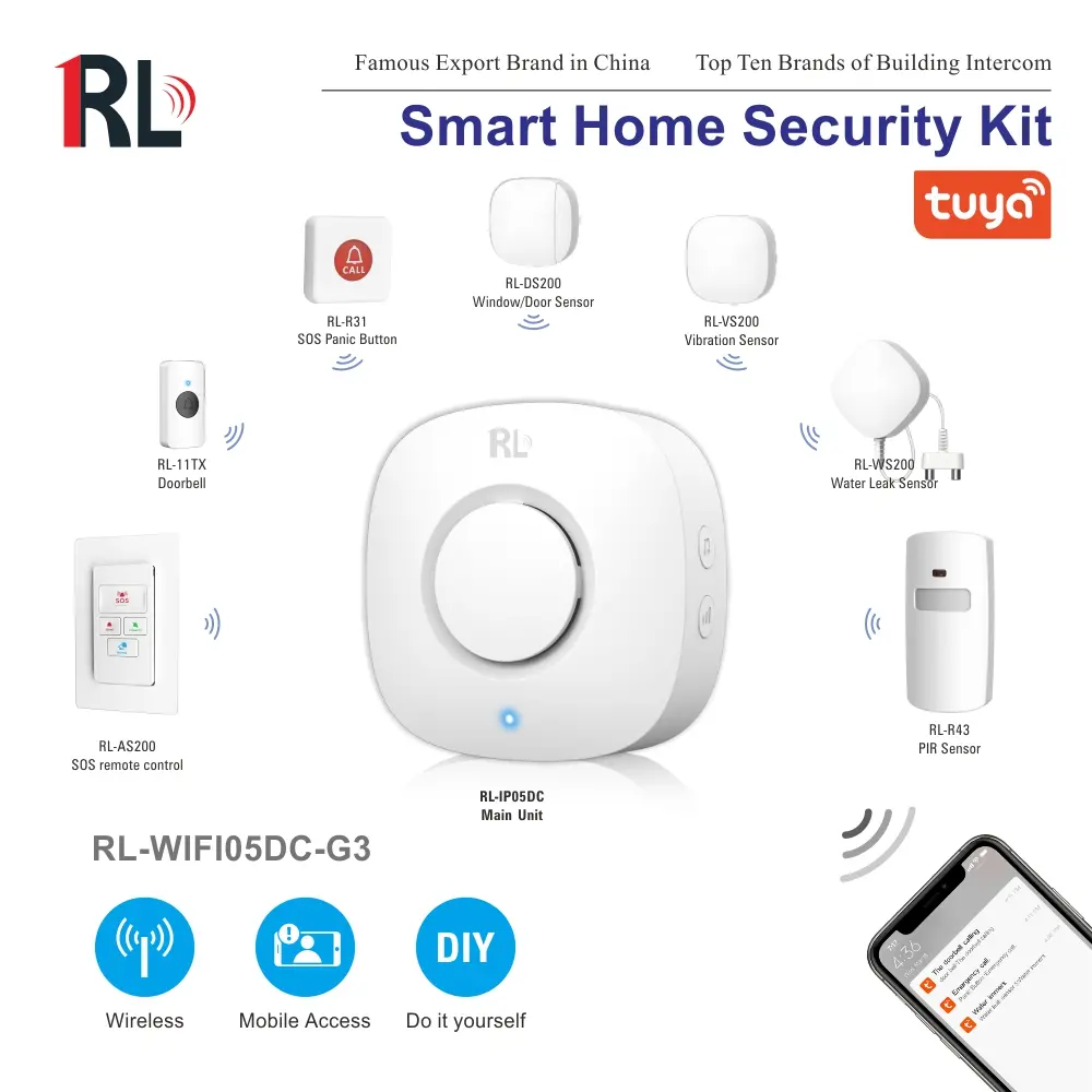 智能集线器，智能家居网关，RL-WIFI05DC-G3，图雅智能，2.4GHz WiFi，自动化，推送通知，支持高达15 RF 433MHz子设备1