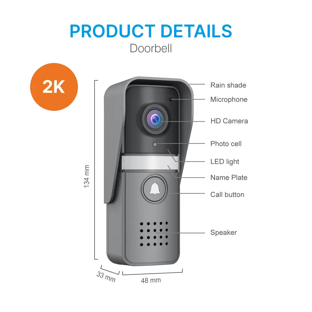 视频门铃，RL-IP12D-NET，图雅智能，2.4GHz WiFi，2K UHD 摄像头，夜视，128GB TF 卡，IP55，室内铃声（接收器）_ 09